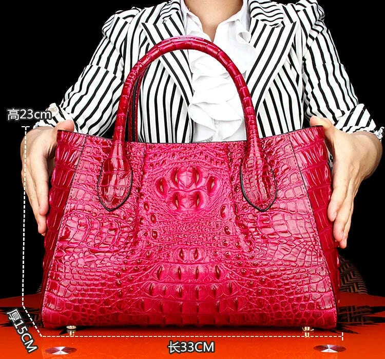New Crocodile Leather Women's Handbags Genuine Leather Female Portable Shoulder Messenger Bag Fashion Brand Red Tote Bags