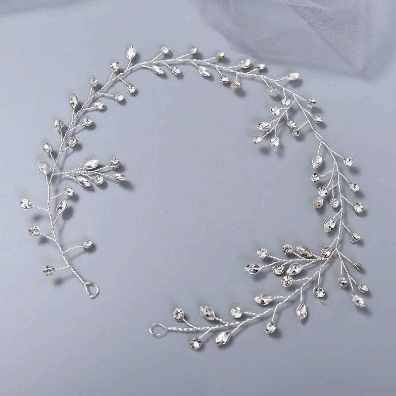 KIMLUD, New Crystal Wedding Hairband Bridal Tiara Flower Headpiece Headband Women Bride Headdress Ornament Jewelry Hair Vine Accessories, KIMLUD Womens Clothes