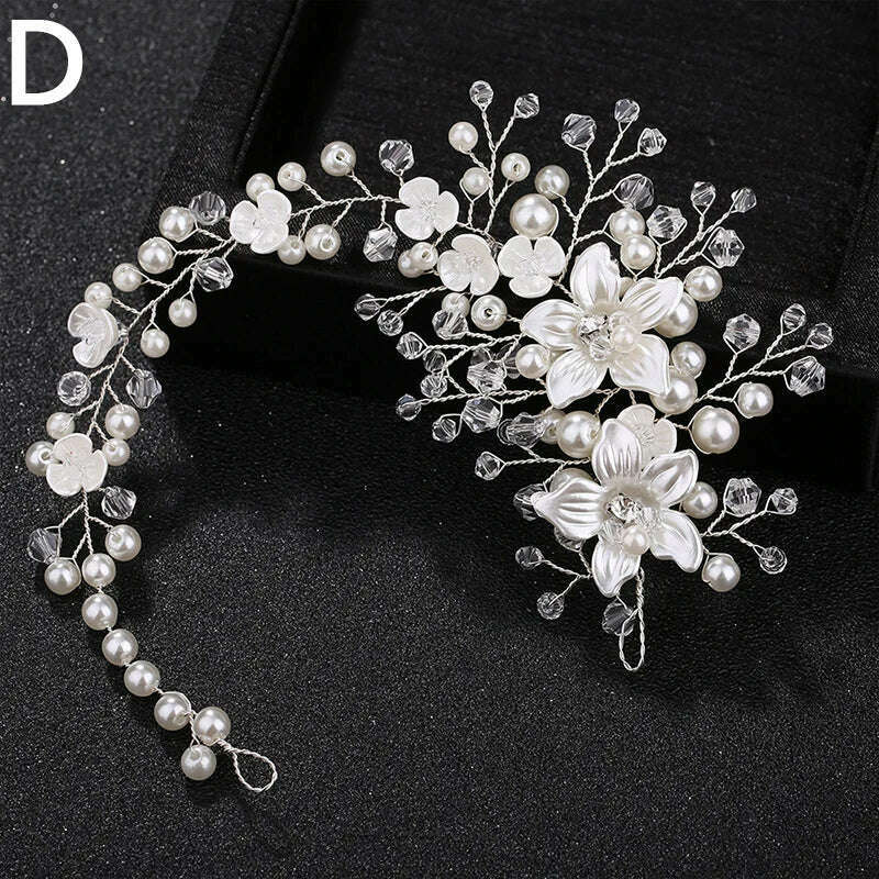 KIMLUD, New Crystal Wedding Hairband Bridal Tiara Flower Headpiece Headband Women Bride Headdress Ornament Jewelry Hair Vine Accessories, KIMLUD Womens Clothes