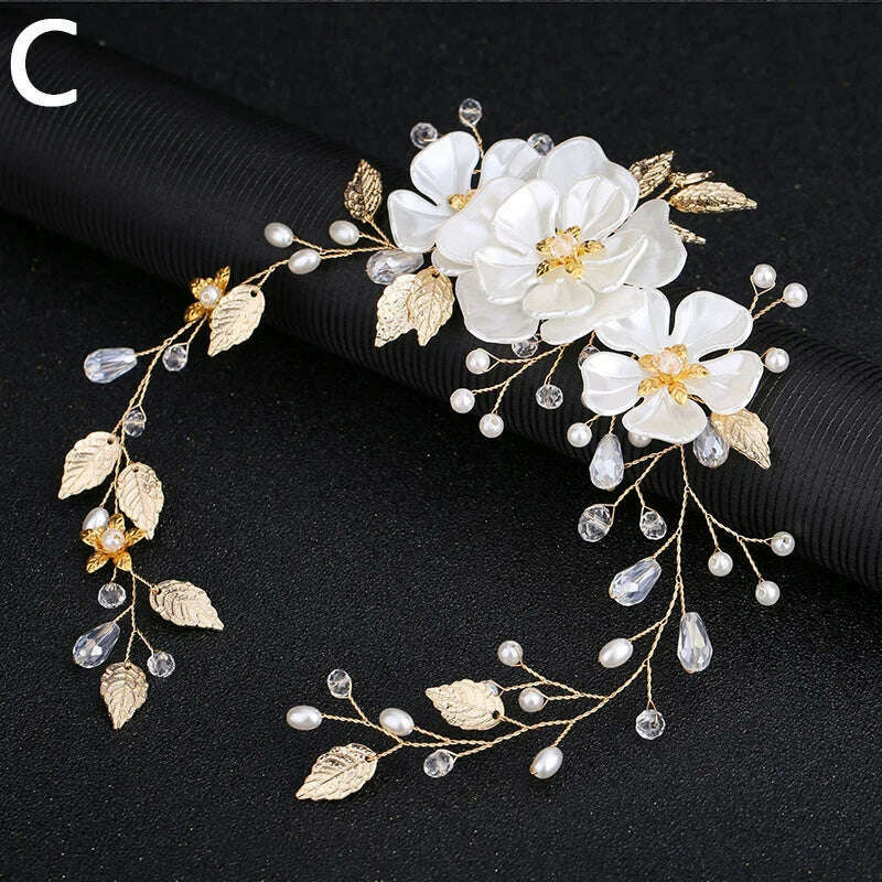 KIMLUD, New Crystal Wedding Hairband Bridal Tiara Flower Headpiece Headband Women Bride Headdress Ornament Jewelry Hair Vine Accessories, KIMLUD Womens Clothes