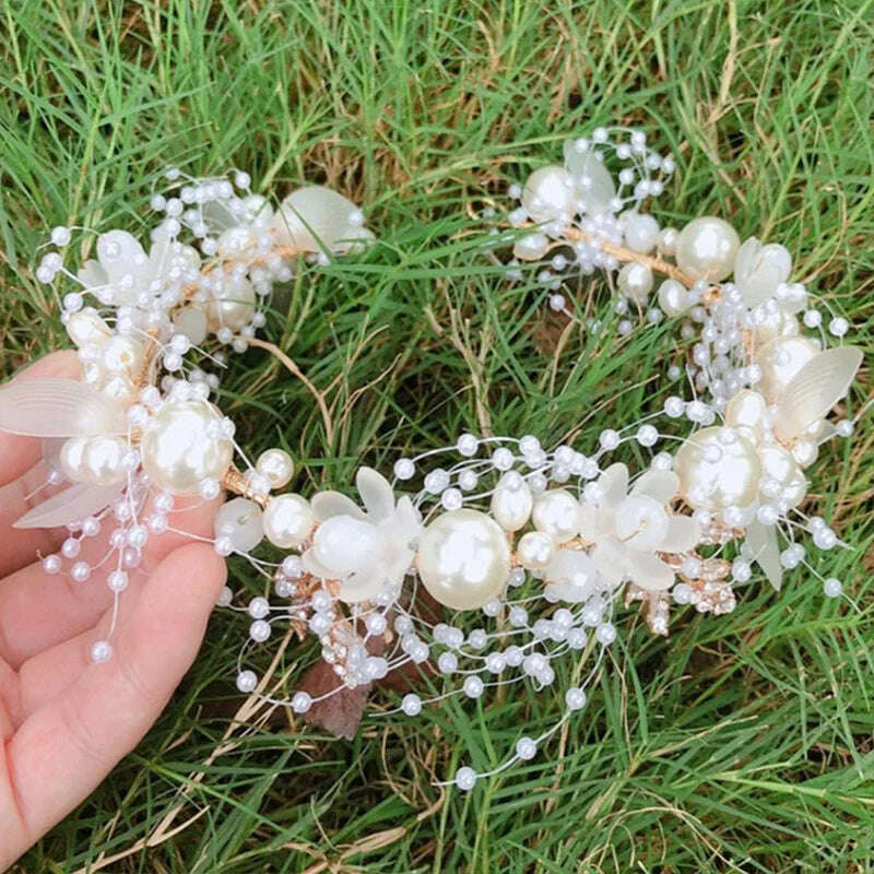 KIMLUD, New Crystal Wedding Hairband Bridal Tiara Flower Headpiece Headband Women Bride Headdress Ornament Jewelry Hair Vine Accessories, KIMLUD Womens Clothes