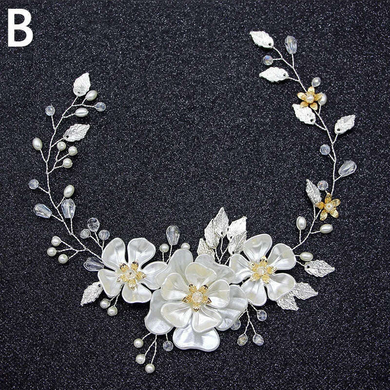 KIMLUD, New Crystal Wedding Hairband Bridal Tiara Flower Headpiece Headband Women Bride Headdress Ornament Jewelry Hair Vine Accessories, KIMLUD Womens Clothes