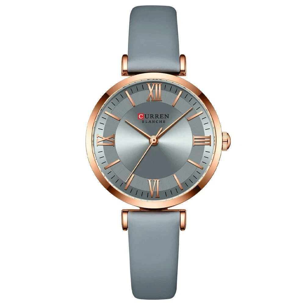 KIMLUD, NEW CURREN Watches Women's Quartz Leather Wrsitwatches Fashionable Classic Clock Montre femme, blue, KIMLUD Womens Clothes