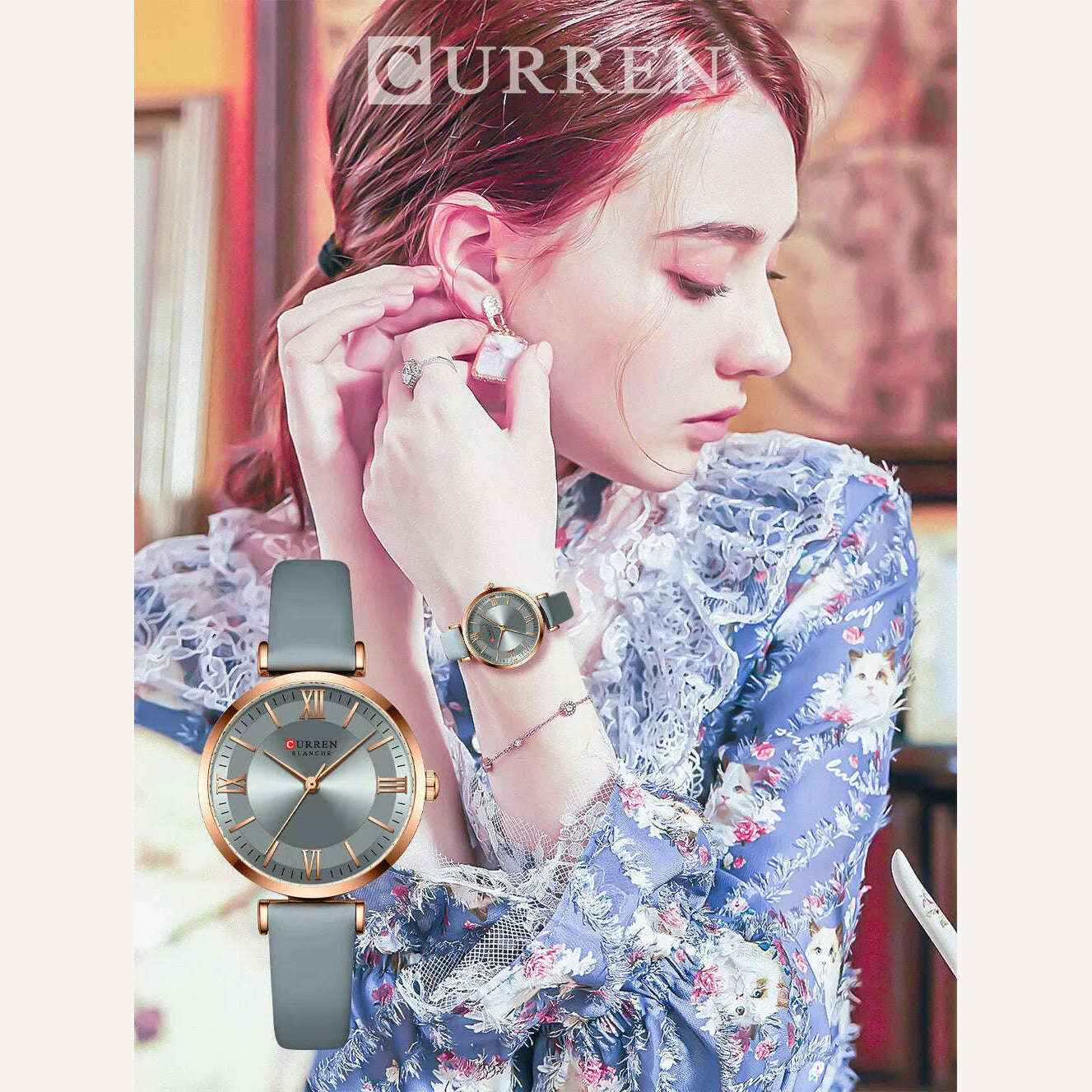 KIMLUD, NEW CURREN Watches Women's Quartz Leather Wrsitwatches Fashionable Classic Clock Montre femme, KIMLUD Women's Clothes