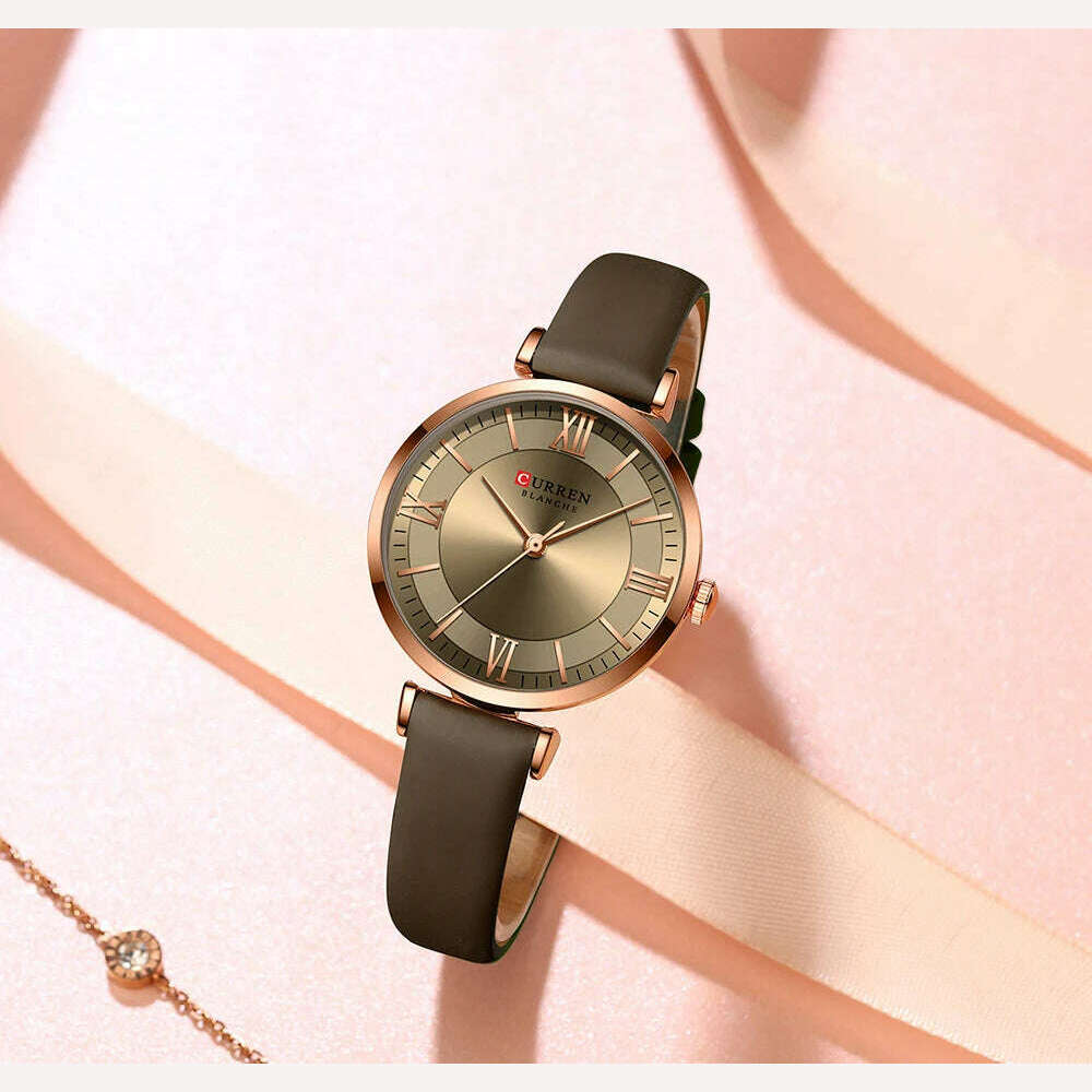 KIMLUD, NEW CURREN Watches Women's Quartz Leather Wrsitwatches Fashionable Classic Clock Montre femme, KIMLUD Women's Clothes