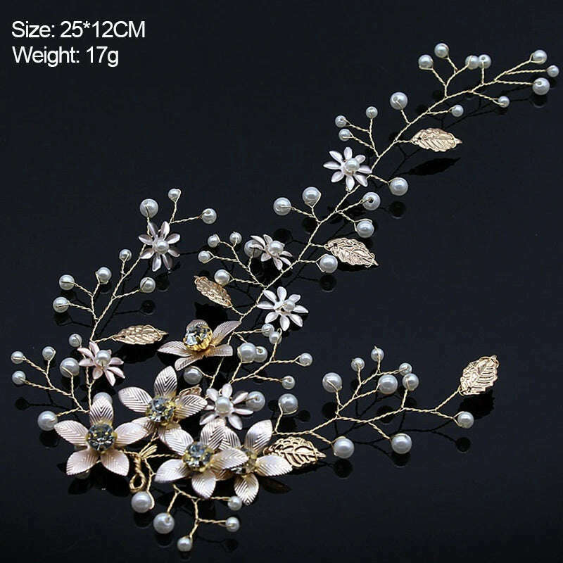 New Design Handmade Crystal Wedding Hair Accessories Tiara Headband Headpiece Simulated Pearl Bridal Hair Jewelry - KIMLUD