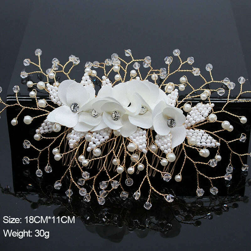 New Design Handmade Crystal Wedding Hair Accessories Tiara Headband Headpiece Simulated Pearl Bridal Hair Jewelry - KIMLUD