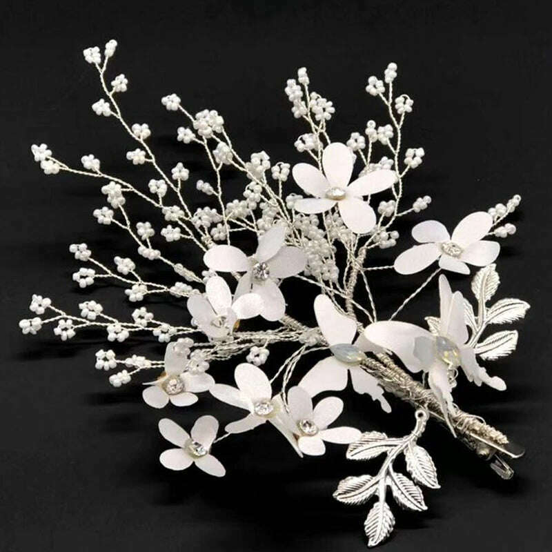 New Design Handmade Crystal Wedding Hair Accessories Tiara Headband Headpiece Simulated Pearl Bridal Hair Jewelry - KIMLUD