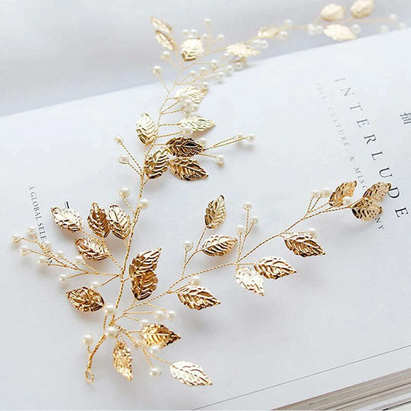 New Design Handmade Crystal Wedding Hair Accessories Tiara Headband Headpiece Simulated Pearl Bridal Hair Jewelry - KIMLUD