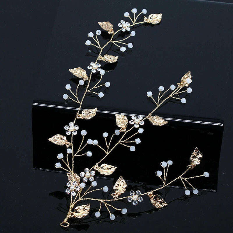 New Design Handmade Crystal Wedding Hair Accessories Tiara Headband Headpiece Simulated Pearl Bridal Hair Jewelry - KIMLUD