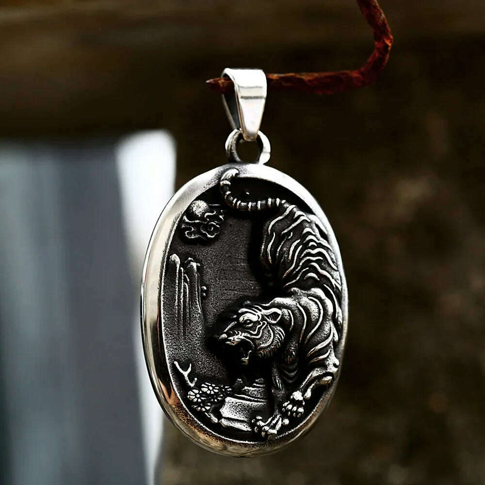 KIMLUD, New Design Stainless Steel Tiger Pendant Necklace For Men Punk Domineering Animal Necklaces Fashion Creative Jewelry Wholesale, KIMLUD Womens Clothes