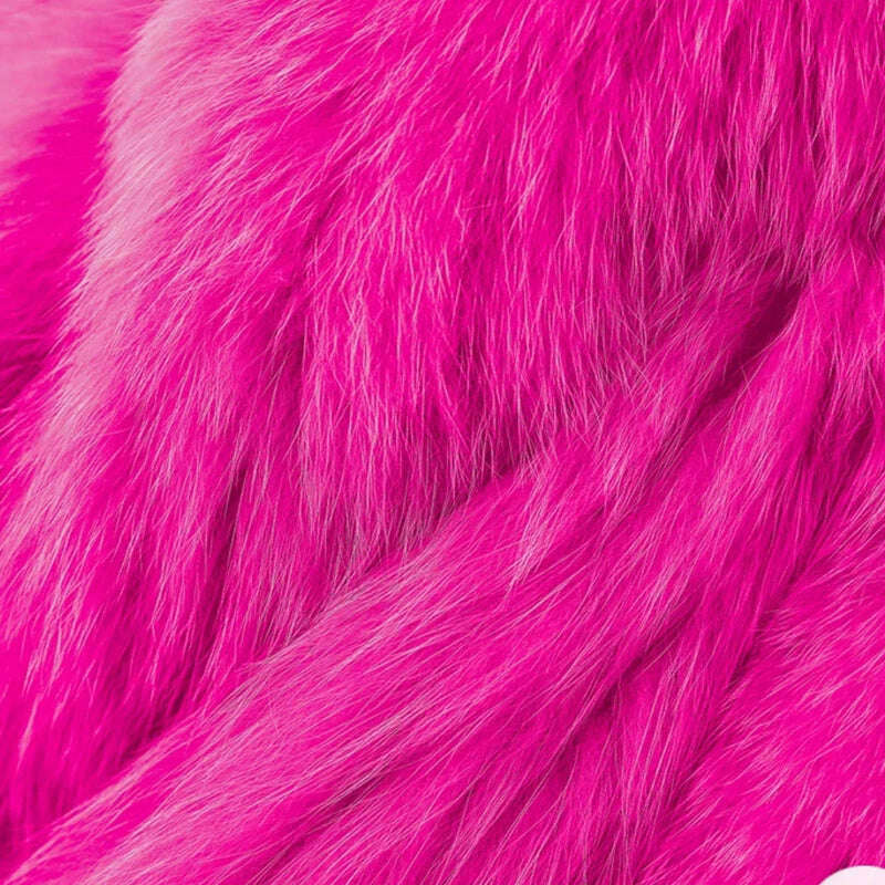 KIMLUD, New  Double sided woven 100% fox fur coat, length 110cm hooded coat, Real fur coat women's imported white bear warm clothing, KIMLUD Womens Clothes