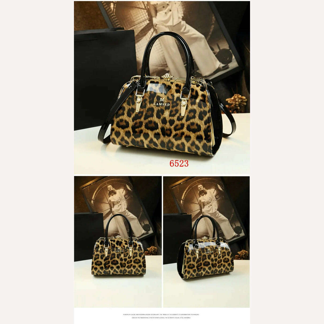 KIMLUD, New Fashion Diamond leopard Women Handbag cowhide leather ladies Portable party tote evening Bag female shoulder diagonal bags, KIMLUD Womens Clothes