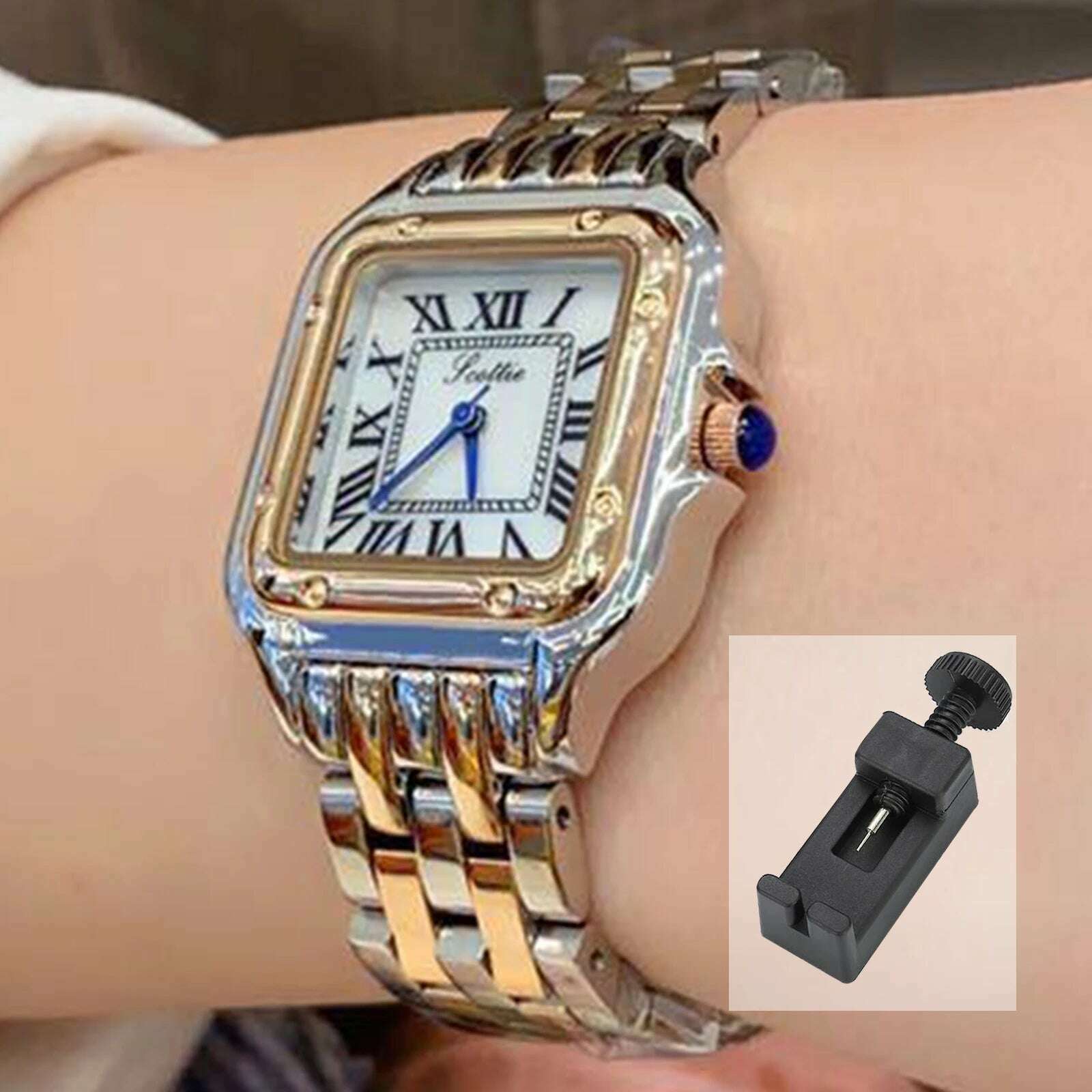 KIMLUD, New Fashion Elegant Girls Ladies Steel Waterproof Watch Waterproof new women's watch quartz, mediumgold / CHINA / No, KIMLUD Womens Clothes