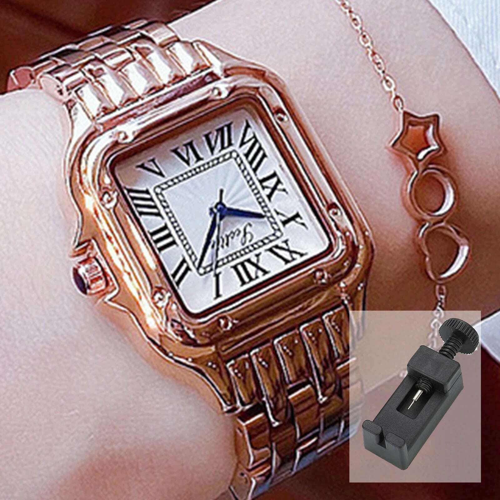 KIMLUD, New Fashion Elegant Girls Ladies Steel Waterproof Watch Waterproof new women's watch quartz, Rose / CHINA / No, KIMLUD Womens Clothes