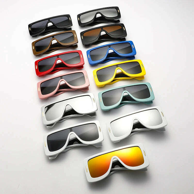 KIMLUD, New Fashion Large Frame Integrated Colorful Square Sun Glasses with Future Technology Sense Outdoor Fashion Sunglasses Female, KIMLUD Womens Clothes