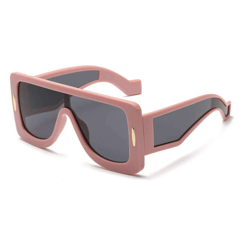 KIMLUD, New Fashion Large Frame Integrated Colorful Square Sun Glasses with Future Technology Sense Outdoor Fashion Sunglasses Female, pink black / pictures show, KIMLUD Women's Clothes
