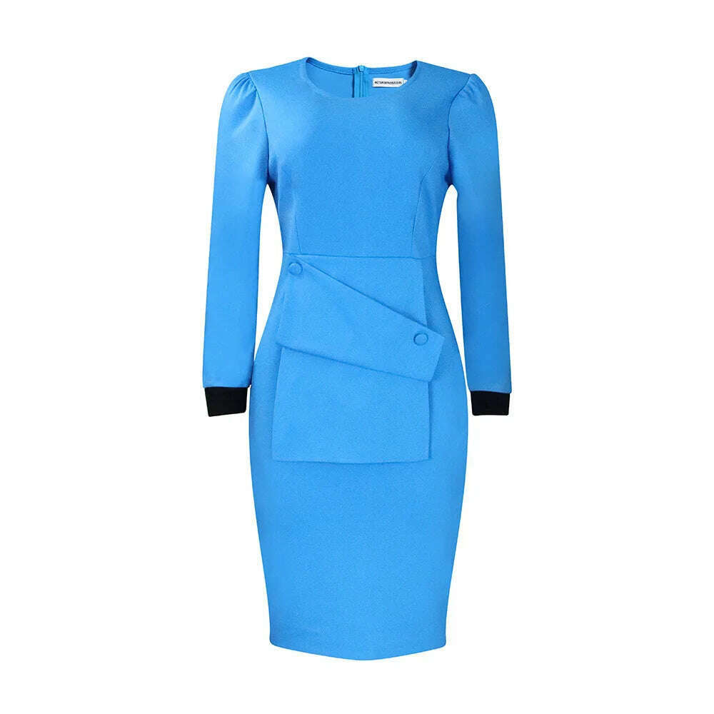 KIMLUD, New Fashion Large Size Dress Women Decoration Height Waist Contrasting Colors Temperament Tongle Wrap Buttocks Pencil Skirt, KIMLUD Womens Clothes