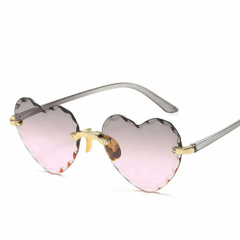 KIMLUD, New Fashion Love Heart Sunglasses Women Brand Designer Rimless Classic Eyewear Female Vintage Retro Gradient Sun Glasses Uv400, KIMLUD Womens Clothes