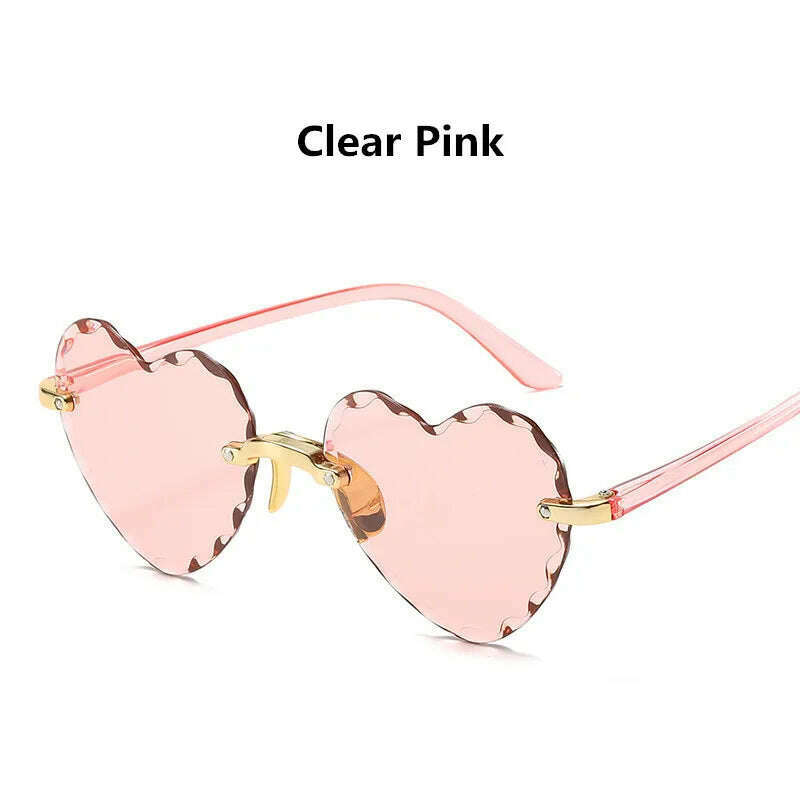 KIMLUD, New Fashion Love Heart Sunglasses Women Brand Designer Rimless Classic Eyewear Female Vintage Retro Gradient Sun Glasses Uv400, Clear Pink, KIMLUD APPAREL - Womens Clothes