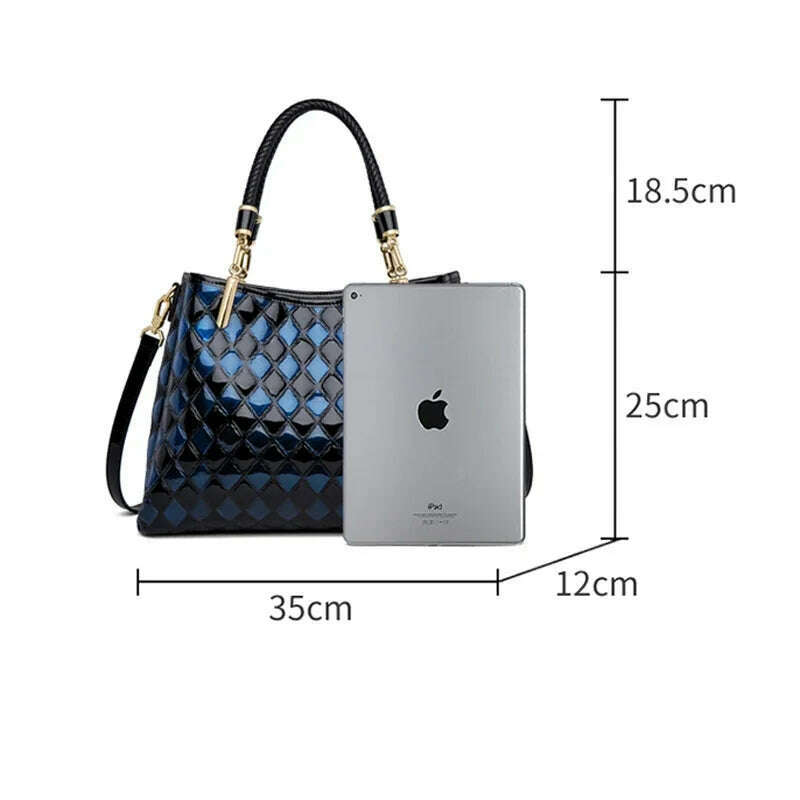 KIMLUD, New Fashion Plaid Women Handbags Genuine Leather Ladies Shoulder Bags Female Brand Luxury Real Natural Leather Crossbody Bag, KIMLUD Womens Clothes