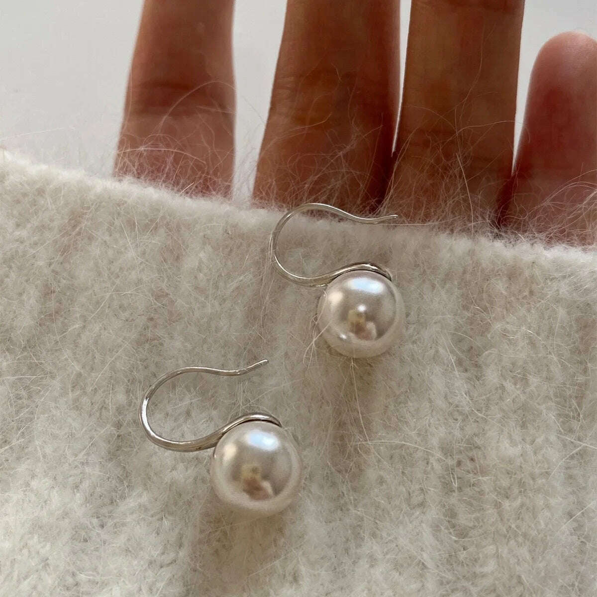 KIMLUD, New Fashion Round Pearl Drop Earrings Ladies Luxury Fashion Ladies Earrings Wedding Engagement Party Jewelry Custom, Light Yellow Color, KIMLUD APPAREL - Womens Clothes