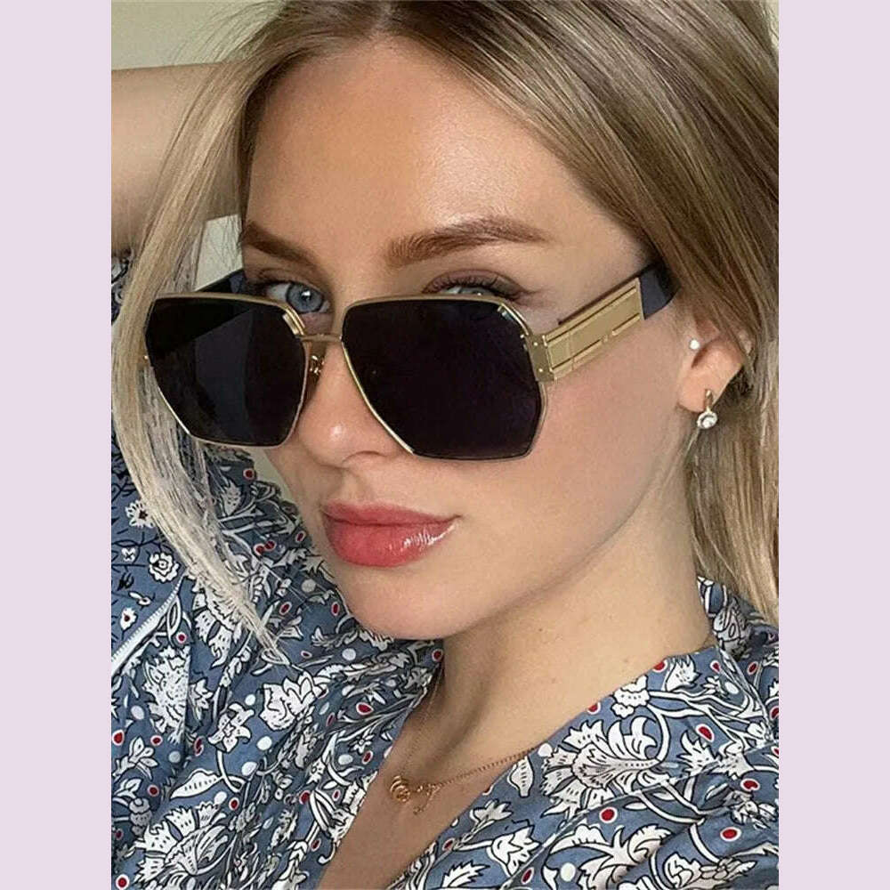 New Fashion Square Oversized Sunglasses Women Big Frame Colorful Sun Glasses Female Oculos Unisex Black Shades Gafas De Sol - KIMLUD