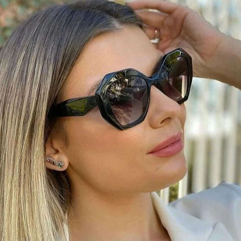 New Fashion Square Sunglasses Woman Vintage Shades Brand Design Vintage Polygon Sun glasses Female Tourism Glasses Lady Oculos - KIMLUD