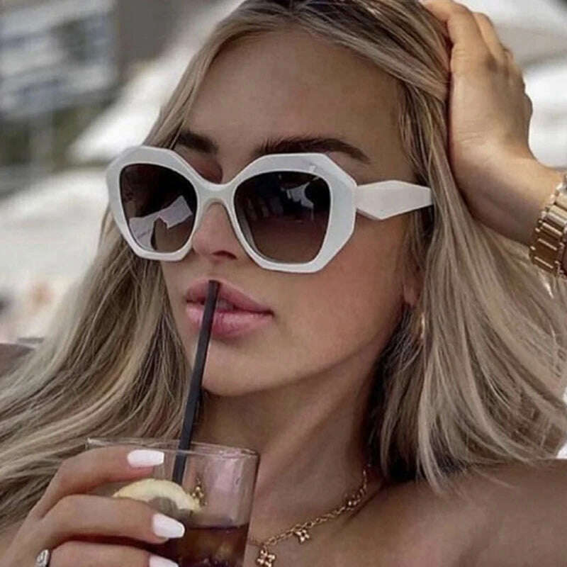 New Fashion Square Sunglasses Woman Vintage Shades Brand Design Vintage Polygon Sun glasses Female Tourism Glasses Lady Oculos - KIMLUD