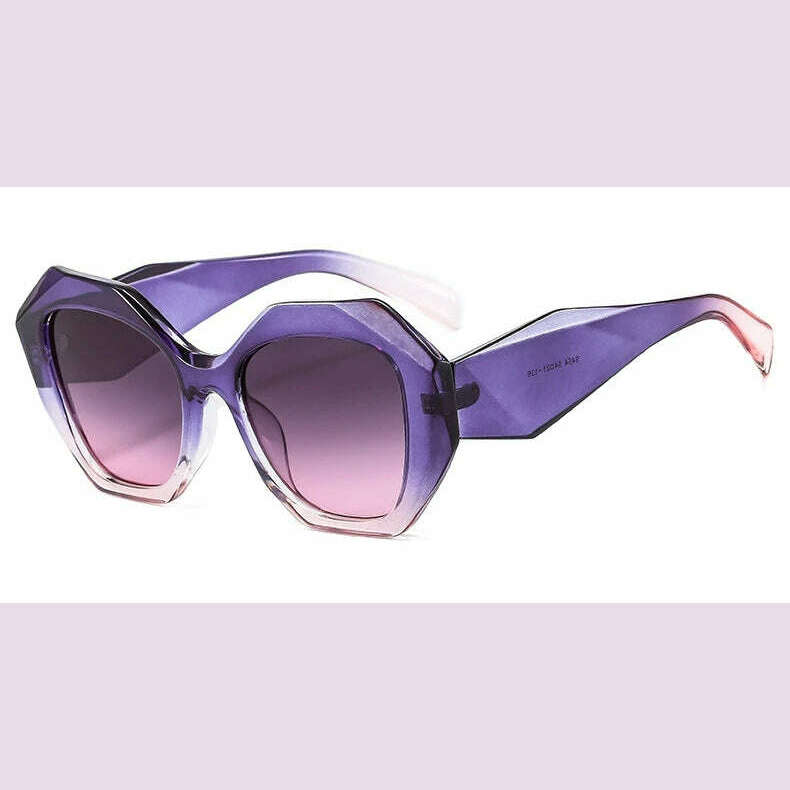 New Fashion Square Sunglasses Woman Vintage Shades Brand Design Vintage Polygon Sun glasses Female Tourism Glasses Lady Oculos - KIMLUD