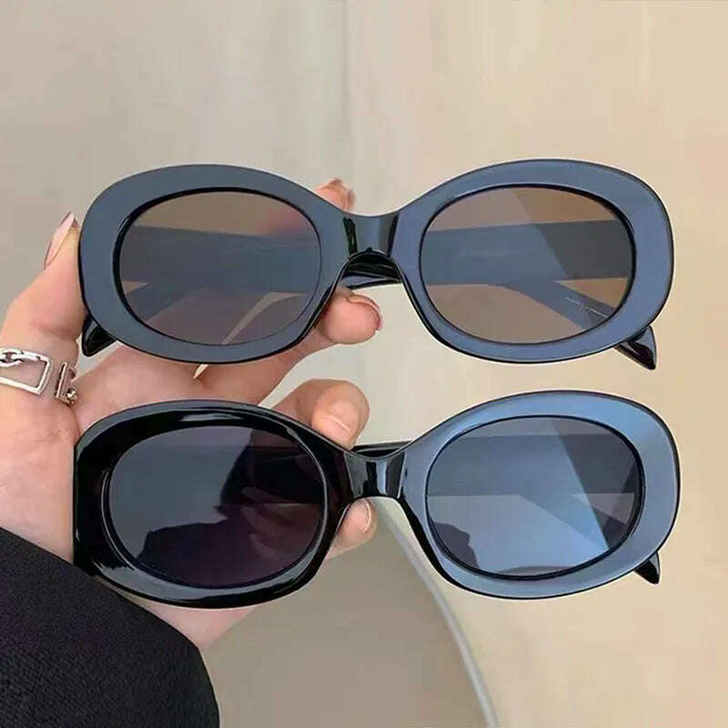New Fashion Summer Vintage Small Square Frame Oval Sunglasses Women Retro Punk Rectangle Sun Glasses Eyewear Shades - KIMLUD