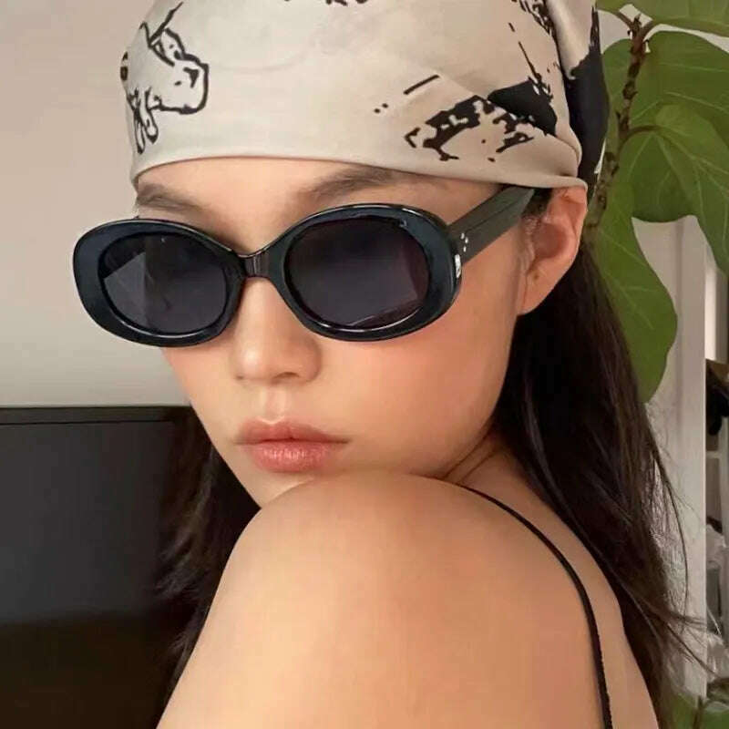 New Fashion Summer Vintage Small Square Frame Oval Sunglasses Women Retro Punk Rectangle Sun Glasses Eyewear Shades - KIMLUD