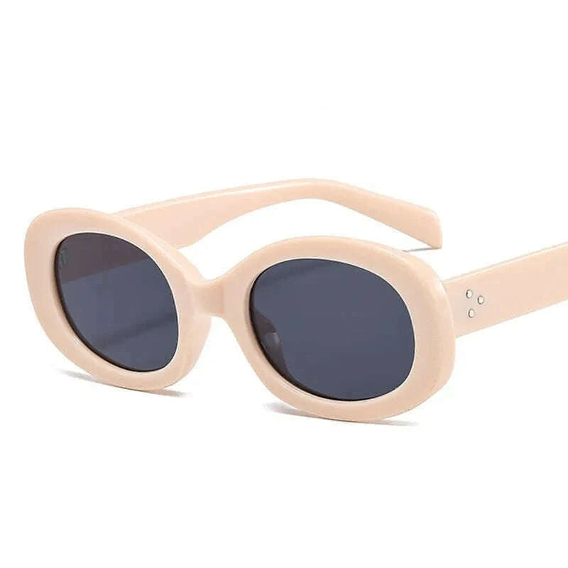 New Fashion Summer Vintage Small Square Frame Oval Sunglasses Women Retro Punk Rectangle Sun Glasses Eyewear Shades - KIMLUD