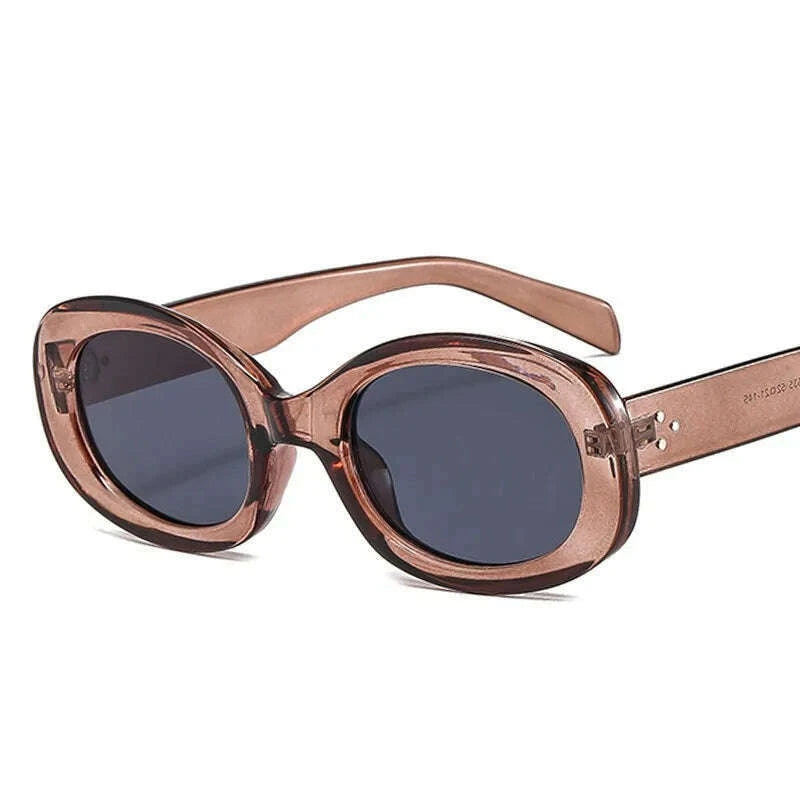 New Fashion Summer Vintage Small Square Frame Oval Sunglasses Women Retro Punk Rectangle Sun Glasses Eyewear Shades - KIMLUD