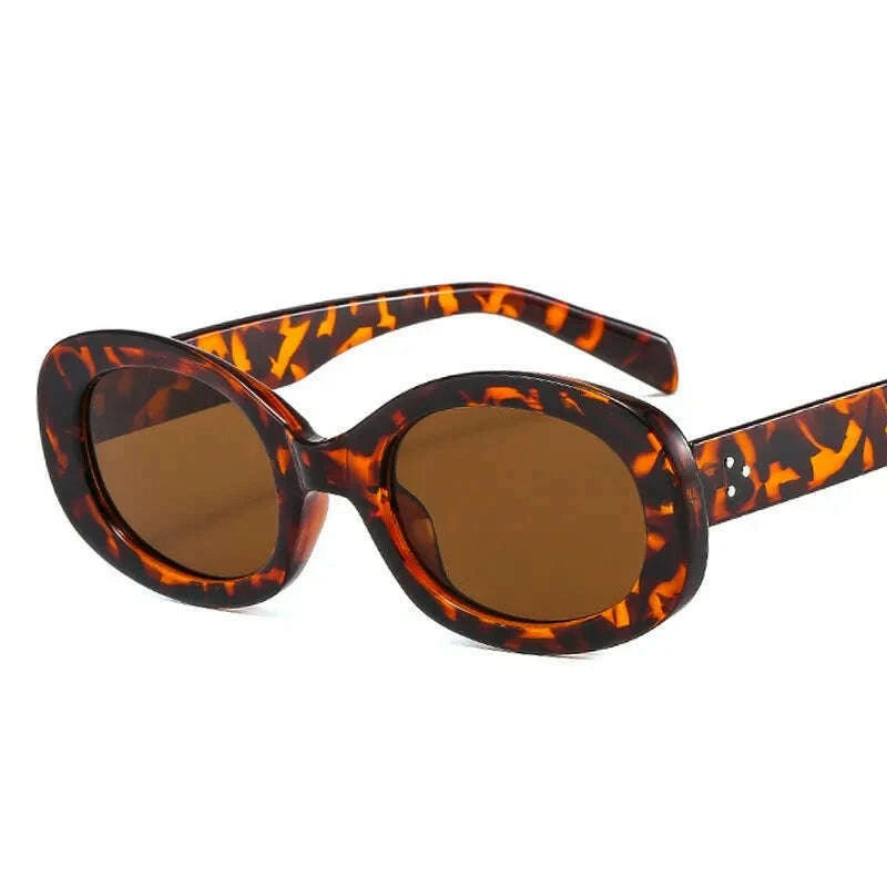 New Fashion Summer Vintage Small Square Frame Oval Sunglasses Women Retro Punk Rectangle Sun Glasses Eyewear Shades - KIMLUD
