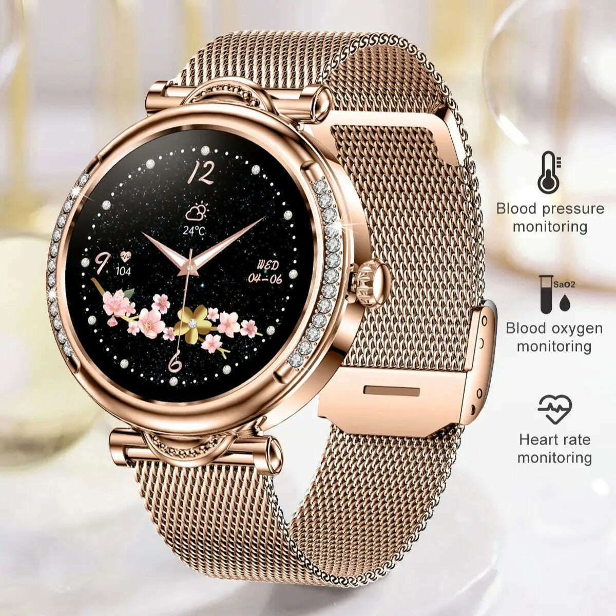 KIMLUD, New Fitness Smart Watch Women Bluetooth Call Shinning Diamond Watch Heart Rate Monitoring Voice Assistant Sports Smartwatch, KIMLUD Womens Clothes