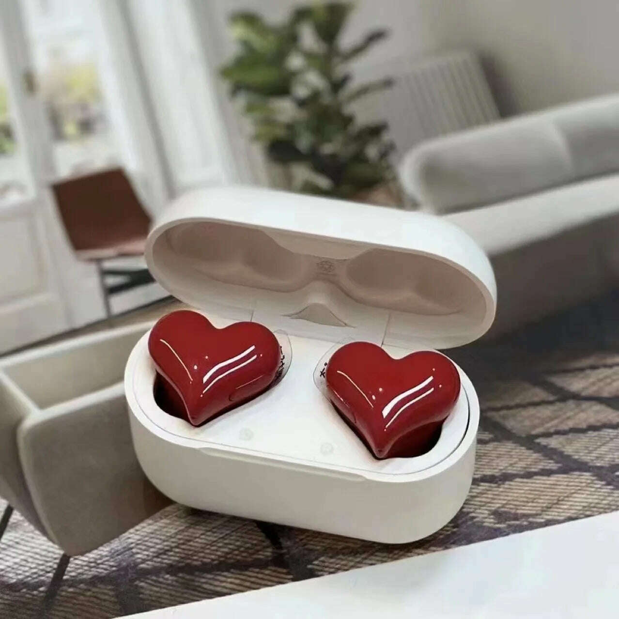 KIMLUD, New Hot Original Bluetooth Wireless Headphones Heart Shaped Earphones woman Earphone High Quality Heart Earbuds Girl Gift, Red, KIMLUD Women's Clothes