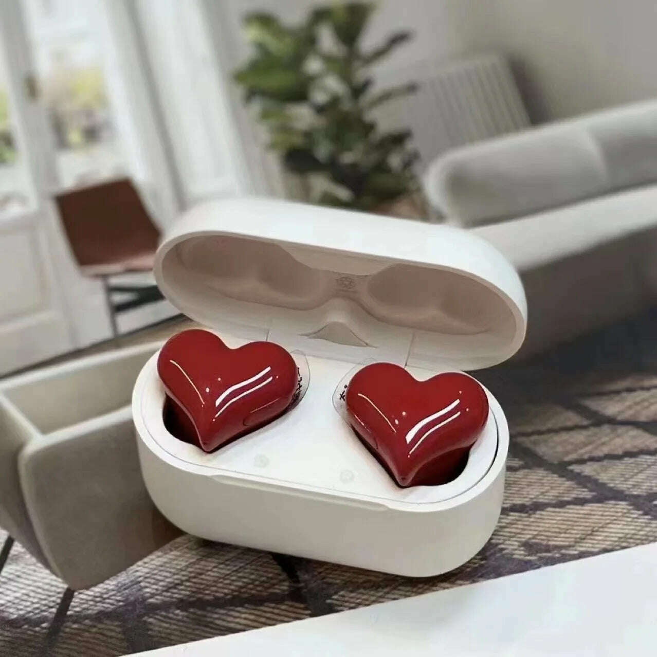 KIMLUD, New Hot Original Bluetooth Wireless Headphones Heart Shaped Earphones woman Earphone High Quality Heart Earbuds Girl Gift, Red, KIMLUD APPAREL - Womens Clothes