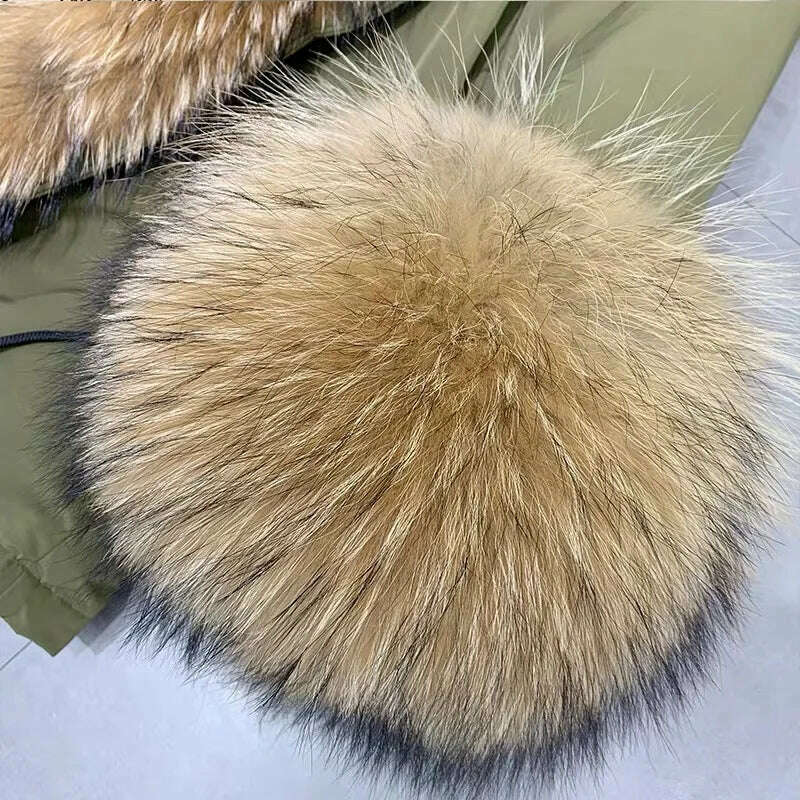 KIMLUD, New Jacket Female 2023 Natural Real fur Coat Women's coat Winter fox fur collar jacket parka Women's clothing, KIMLUD Womens Clothes
