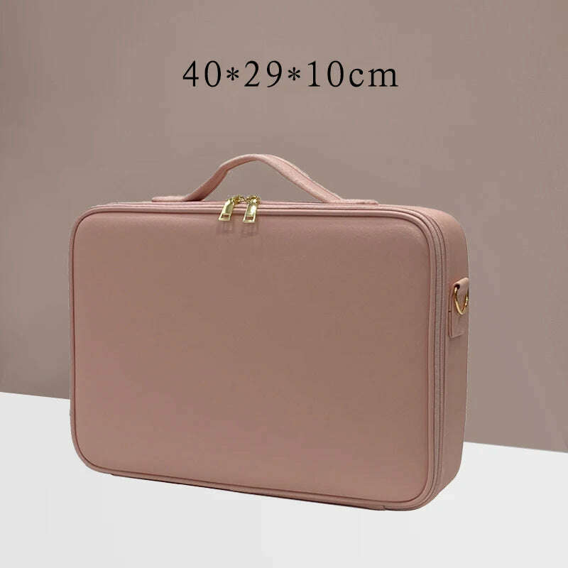 KIMLUD, New Large Capacity Make Up Case Professional Cosmetic Bag PU Leather Beauty Makeup Necessary Waterproof Make Up Bag, Large Pink (New), KIMLUD Women's Clothes