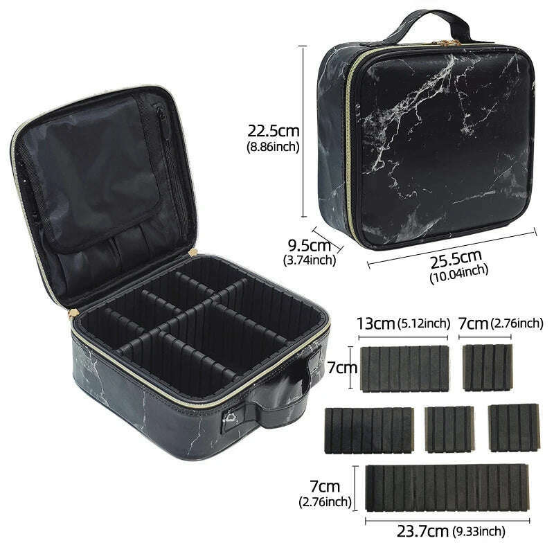 New Large Capacity Make Up Case Professional Cosmetic Bag PU Leather Beauty Makeup Necessary Waterproof Make Up Bag - KIMLUD