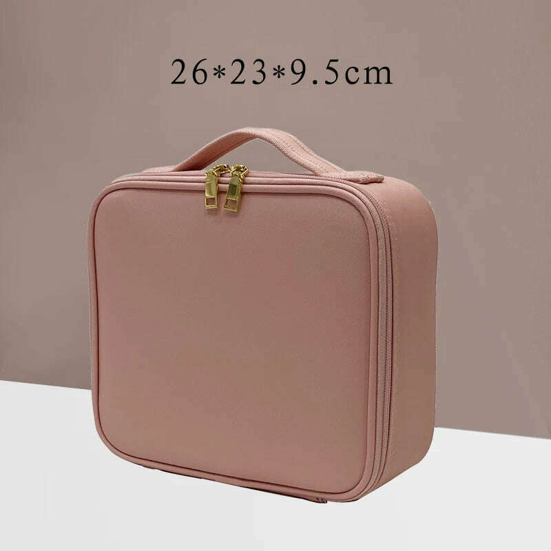 KIMLUD, New Large Capacity Make Up Case Professional Cosmetic Bag PU Leather Beauty Makeup Necessary Waterproof Make Up Bag, XS Pink (New), KIMLUD Women's Clothes