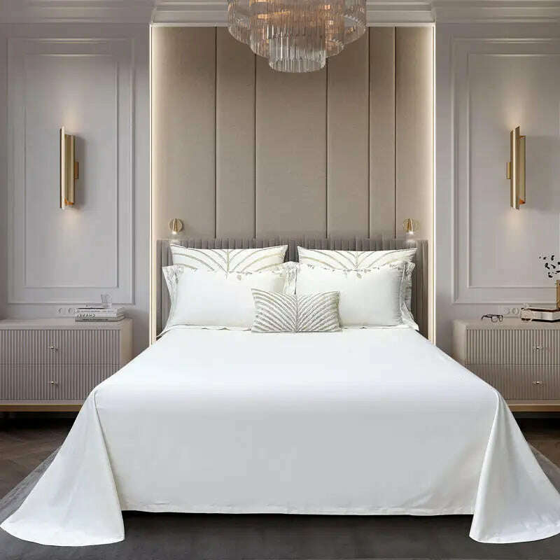 KIMLUD, New Luxury Embroidery Egyptian Cotton Bedding Set Satin Smooth Silk Duvet Cover Flat sheet Bedspread Pillowcases 4/6/10Pcs, KIMLUD Womens Clothes