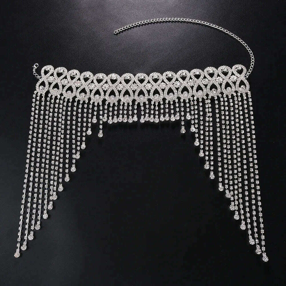 New Luxury Full Rhinestone Headband for Hair Women Long Tassel Bridal Hair bands Hair Accessories Hair Jewelry Tiara Headdress - KIMLUD