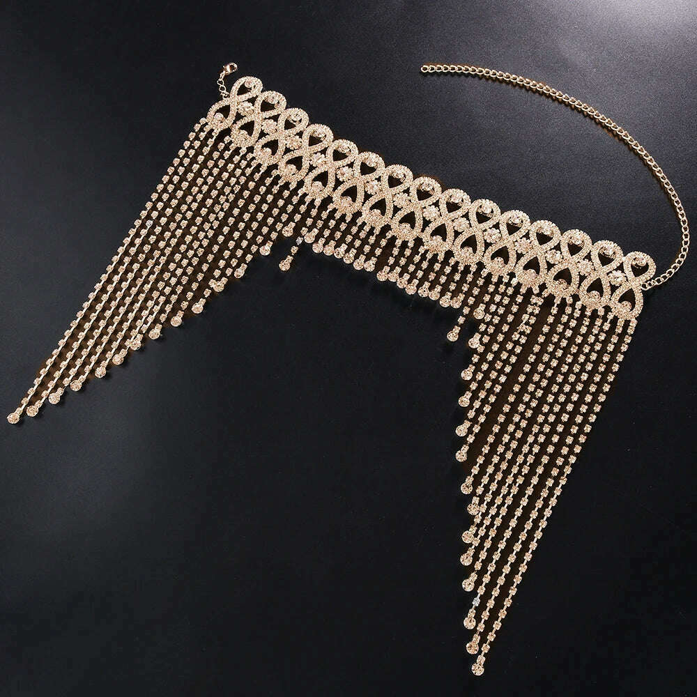 New Luxury Full Rhinestone Headband for Hair Women Long Tassel Bridal Hair bands Hair Accessories Hair Jewelry Tiara Headdress - KIMLUD