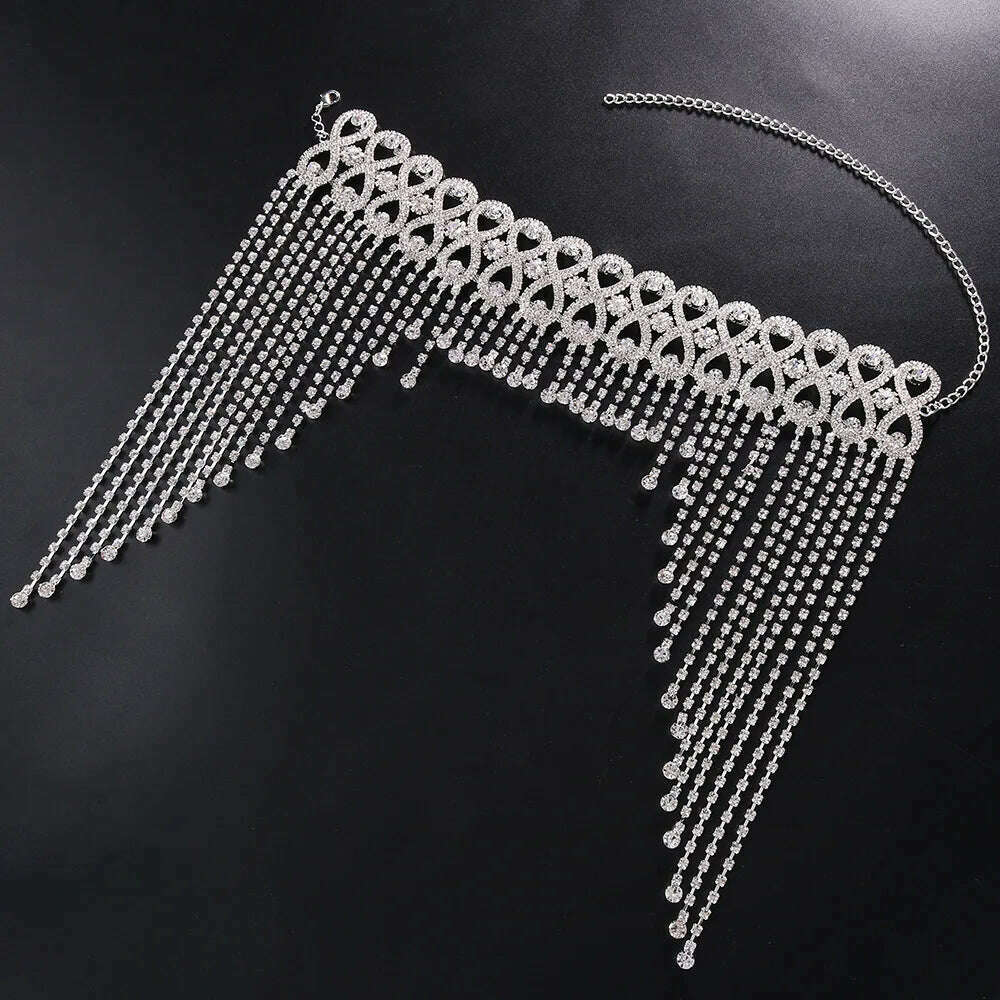 New Luxury Full Rhinestone Headband for Hair Women Long Tassel Bridal Hair bands Hair Accessories Hair Jewelry Tiara Headdress - KIMLUD