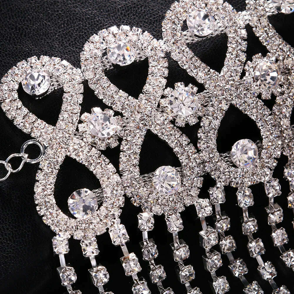 New Luxury Full Rhinestone Headband for Hair Women Long Tassel Bridal Hair bands Hair Accessories Hair Jewelry Tiara Headdress - KIMLUD