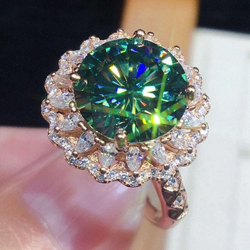 KIMLUD, New Luxury Gemstone Emerald Ring Gold Color Inlaid Green Zircon Rings For Women Cheap Jewelry Ring Indie Engagement Jewelry, KIMLUD Womens Clothes