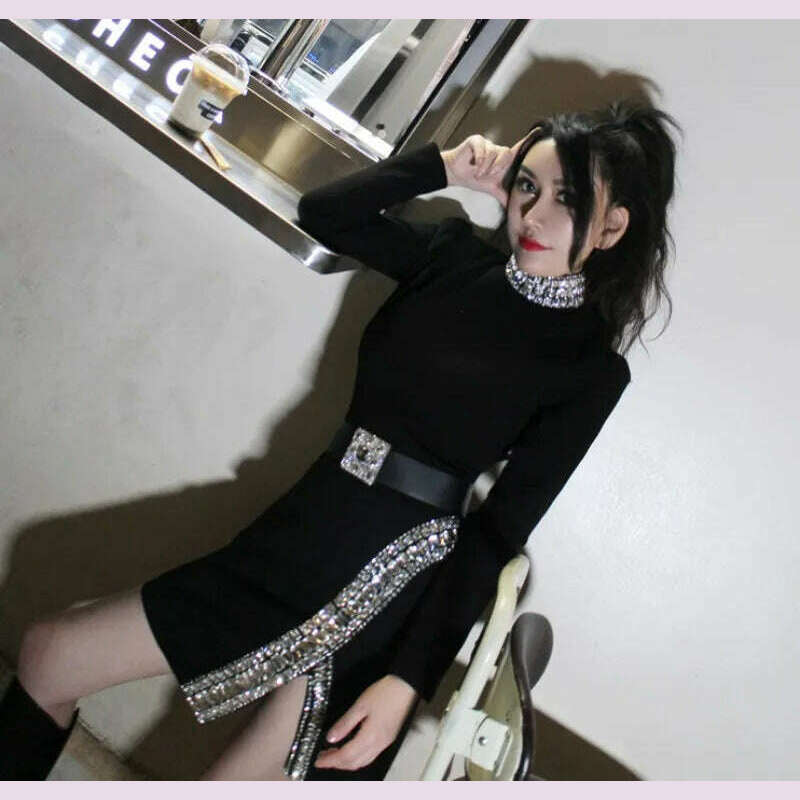 KIMLUD, New Luxury Handmade Diamonds Vintage Jacket Women Elegant Party Fashion Black Short Coat Office Ladies Autumn Designer Jackets, KIMLUD Womens Clothes