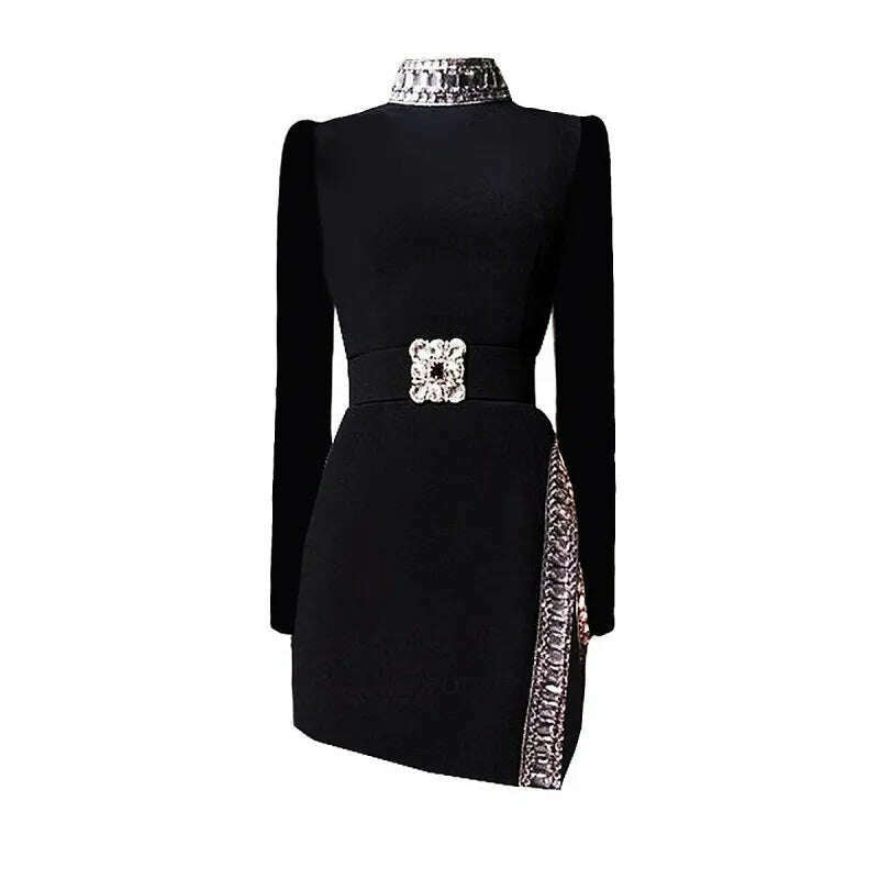 KIMLUD, New Luxury Handmade Diamonds Vintage Jacket Women Elegant Party Fashion Black Short Coat Office Ladies Autumn Designer Jackets, as picture / S, KIMLUD APPAREL - Womens Clothes